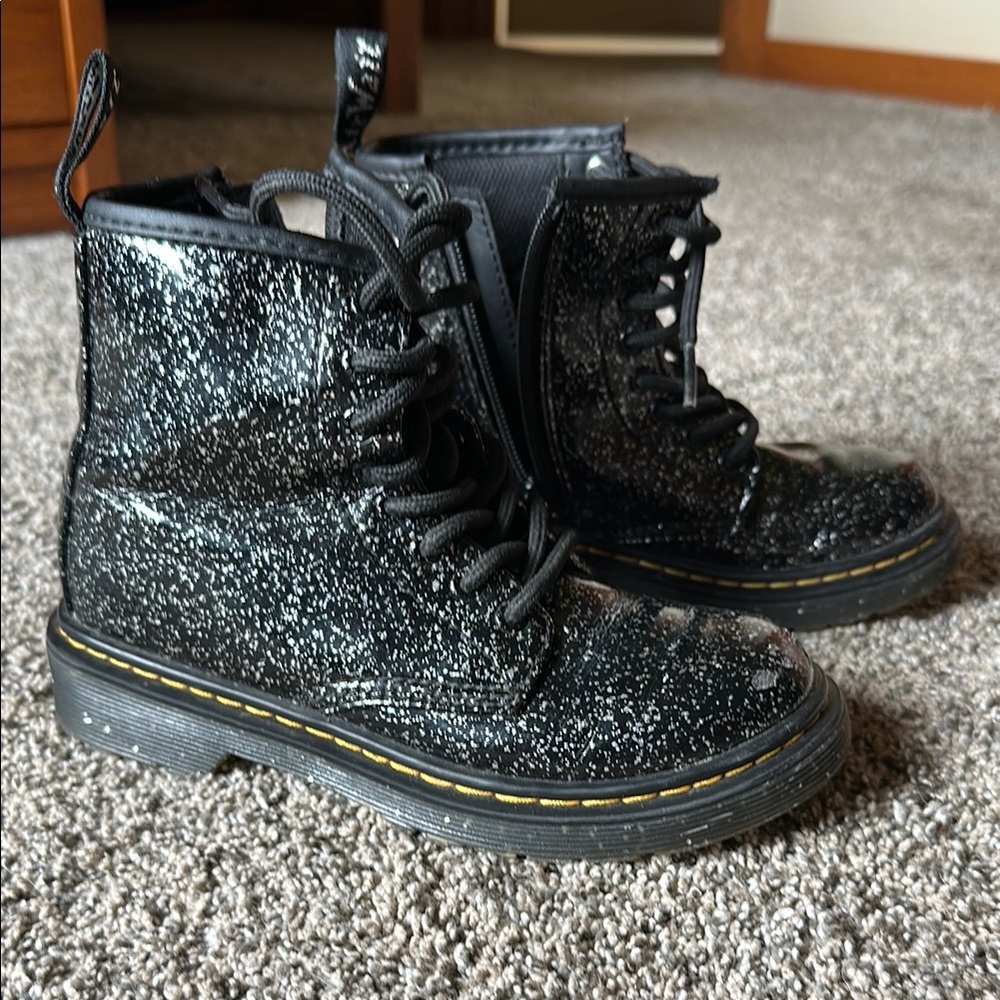 Dr. Martens Black Glitter Combat Boots